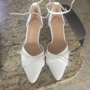 Shein wedding heels wjth pearls and ankle strap